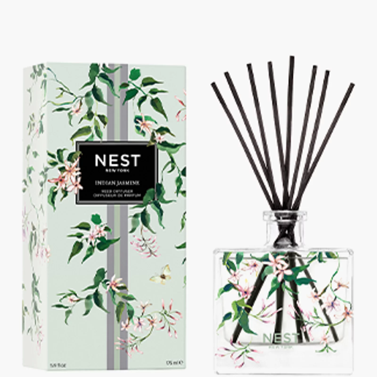 1 photo of NEST diffuser bottle with diffuser sticks and box.