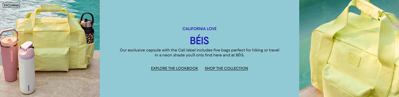 California Love. Beis. Our exclusive capsule with the Cali label includes 5 bags in a neon shade you will find only here & at Beis.
