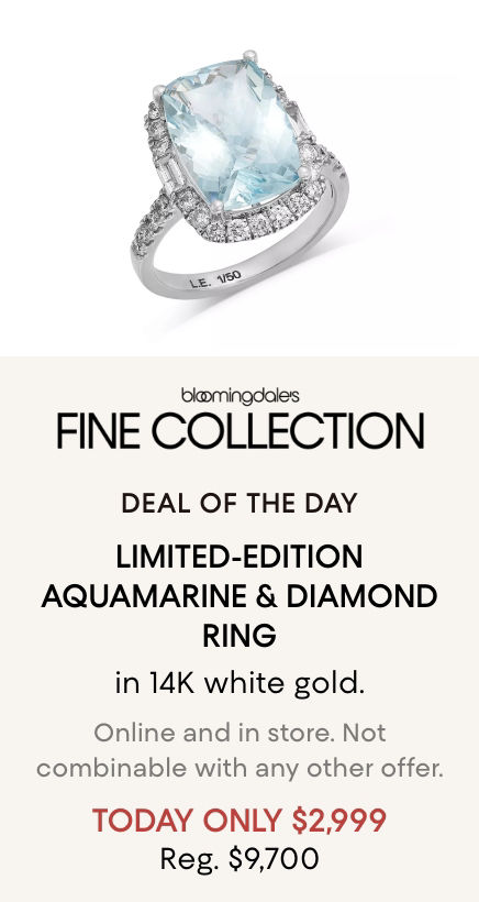 Today Only! Aquamarine & Diamond Ring: $2,999 (REG. $9,700)