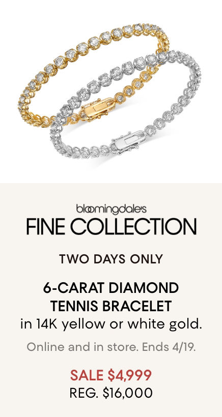 Ends 4/19! 6 tcw Diamond Tennis Bracelet: $4,999 (Reg. $16K)