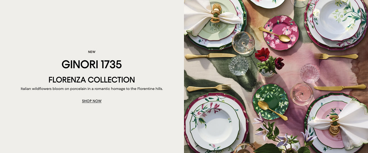 New Ginori 1735 Florenza collection. Italian wildflowers bloom on porcelain in a romantic homage to the Florentine hills.