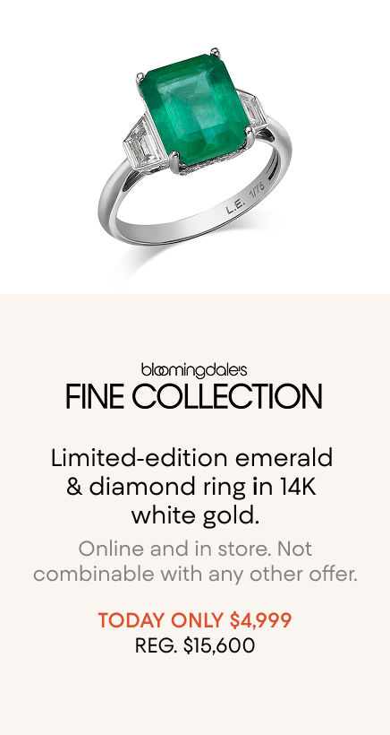 Today Only! Emerald & Diamond Ring: $4,999 (Reg. $15,600)
