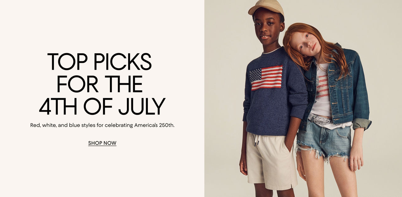 Top picks for the fourth of July. Red, white & blue styles for celebrating Americas 250th.