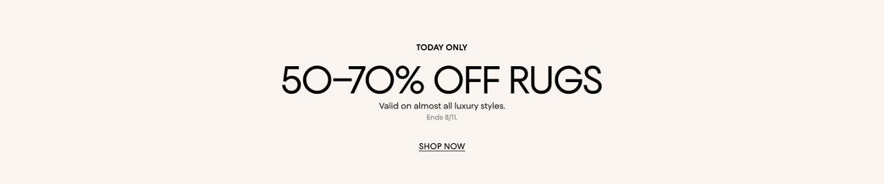 Rugs. 50 to 70 percent off. Today only.