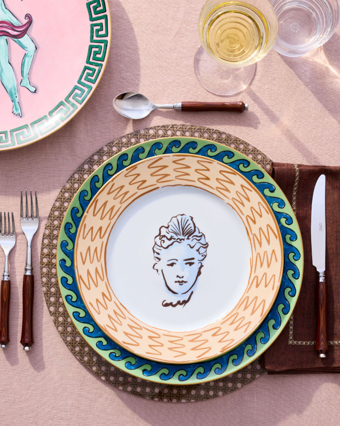 A patterned Ginori 1735 place setting. Shop Ginori 1735.