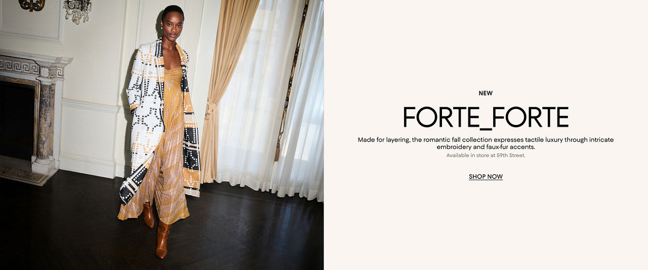 New Forte Forte. The romantic fall collection expresses tactile luxury through intricate embroidery & faux fur accents.
