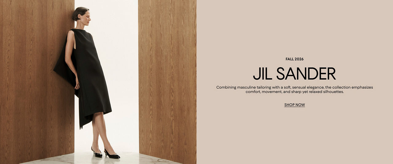 Fall 2026 Jil Sander. Combining masculine tailoring with sensual elegance, the collection emphasizes sharp yet relaxed silhouettes.