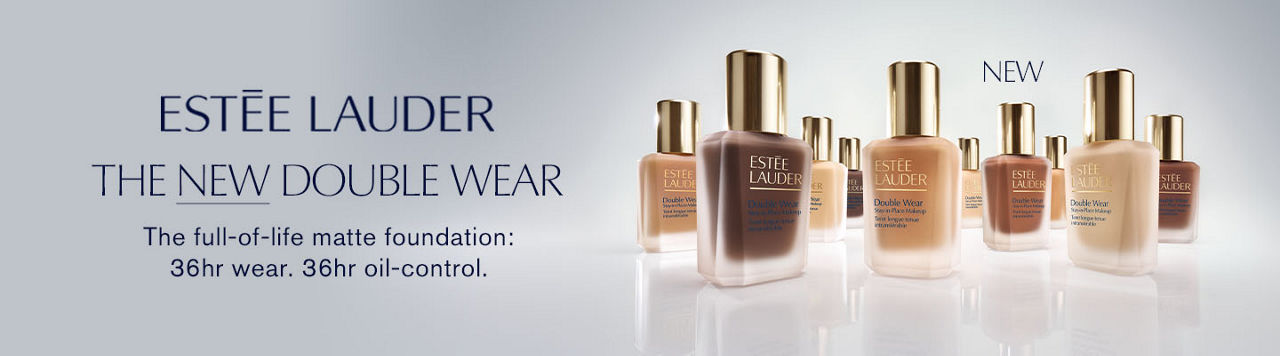 Estee Lauder the new double wear. The full of life matte foundation. 36 hour wear, 36 hour oil control.