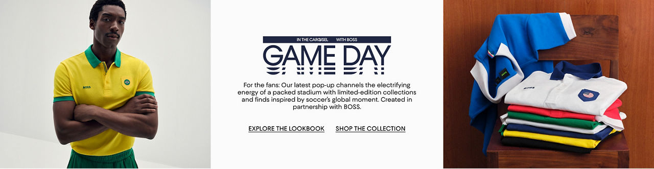 The carousel with Boss. Game Day. Our pop up channels the electricity of a packed stadium with limited edition collections & finds.