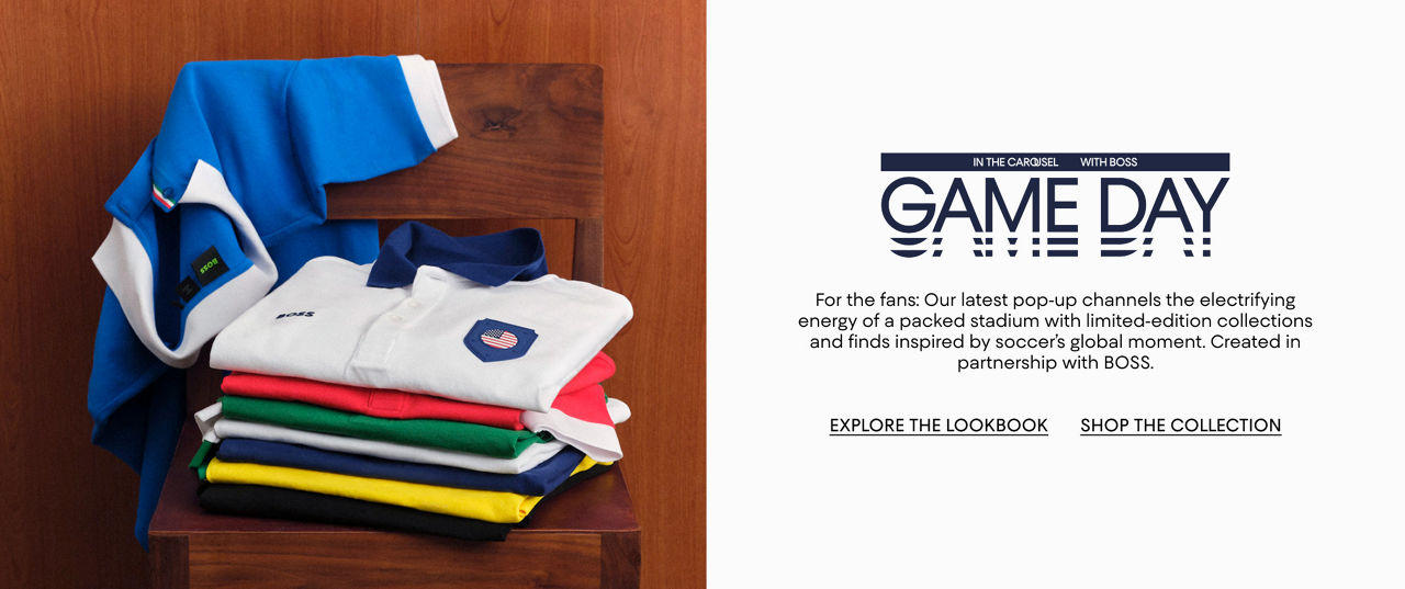 The carousel with Boss. Game Day. Our pop up channels the electricity of a packed stadium with limited edition collections & finds.