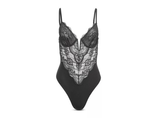 Photo of Fleur du Mal Bianca lace bodysuit in black.