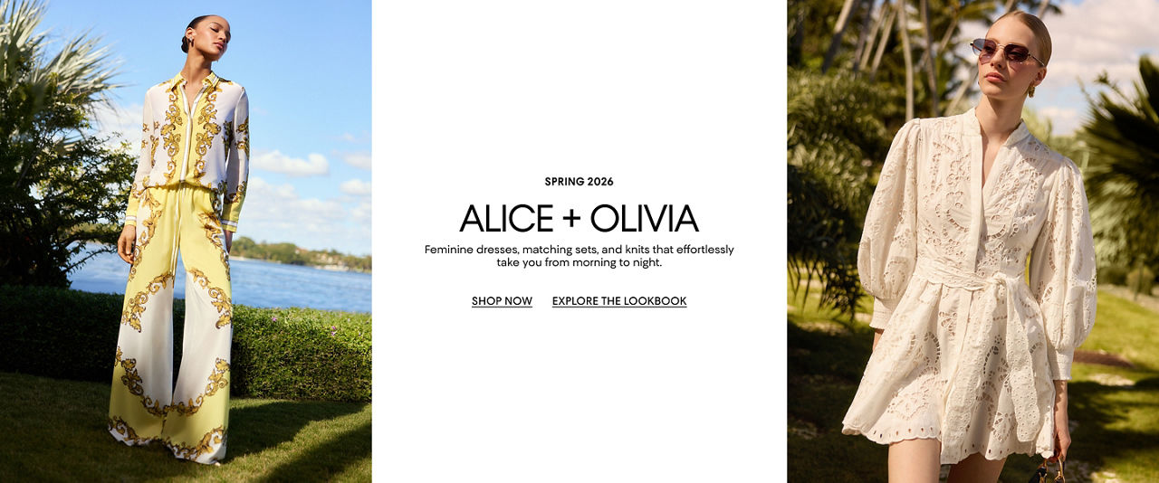 Spring 2026 Alice & Olivia. Feminine dresses, matching sets & knits that effortlessly take you from morning to night.