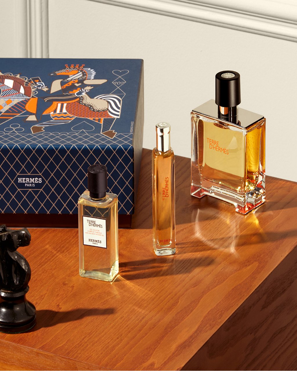 3 bottles of Hermes Terre d Hermes fragrance. Top fathers day gifts, gift sets.