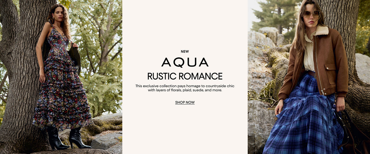 New Aqua Rustic Romance. This exclusive collection pays homage to countryside chic with layers of florals, plaids, suede & more.