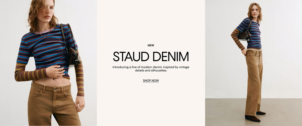 New Staud Denim. Introducing a line of modern denim, inspired by vintage details and silhouettes.
