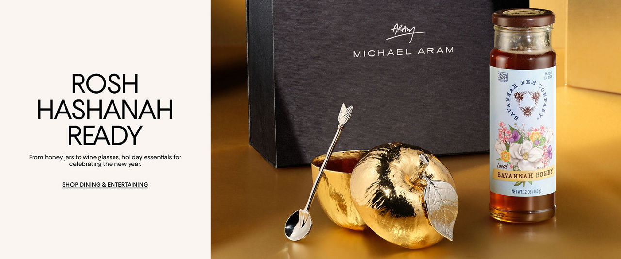 Get Rosh Hashanah ready. From honey jars to wine glasses, holiday essentials for celebrating the new year.