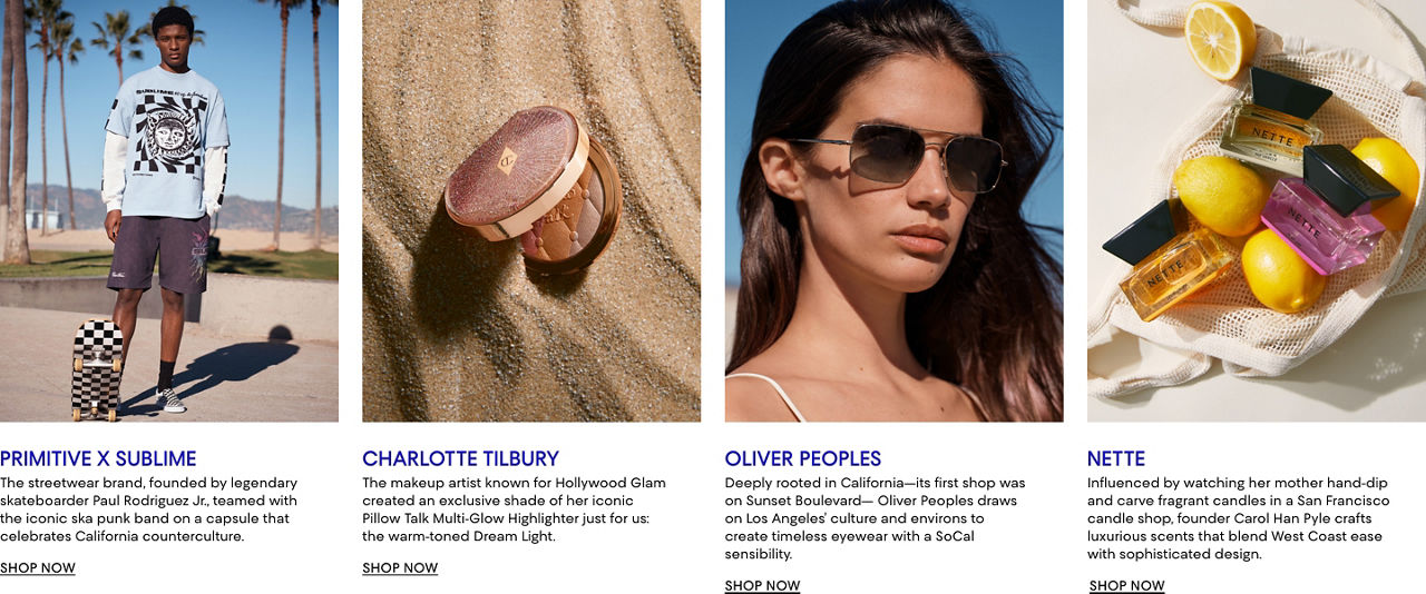 Primitive and Sublime. Charlotte Tilbury. Oliver Peoples. And Nette.