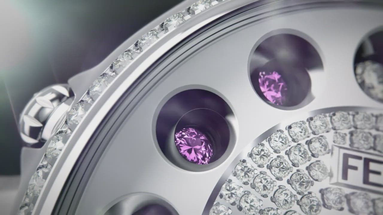 Fendi Crazy Carats Stainless Steel Rotating Gemstones Watch with