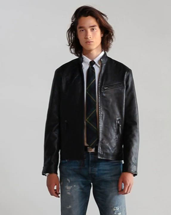 Polo Ralph Lauren Lambskin Leather Café Racer Jacket | Bloomingdale's