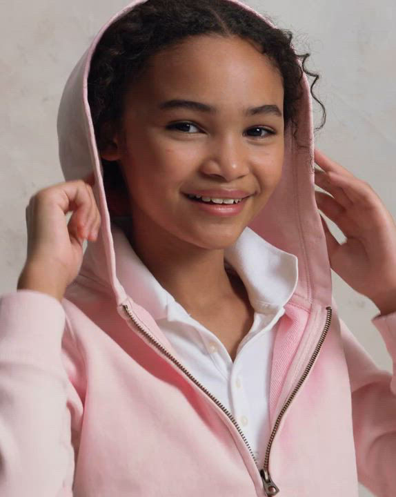 Ralph Lauren Girls' French Terry Zip-Up Hoodie - Big Kid