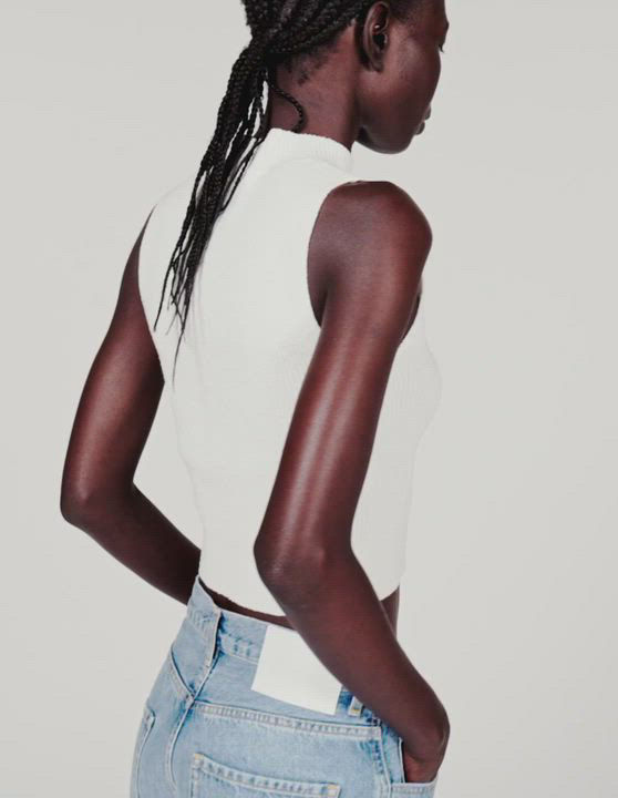 Sandro Sagan Logo Hardware Ribbed Crop Top | Bloomingdale's