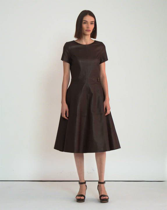 Ralph Lauren Leather Fit and Flare Dress | Bloomingdale's Women
