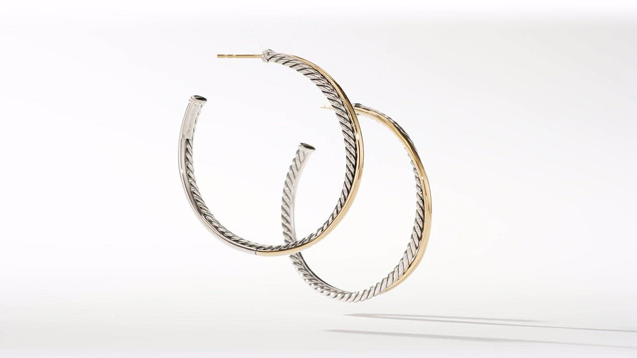David Yurman Sterling Silver & 18K Yellow Gold Crossover XL Hoop