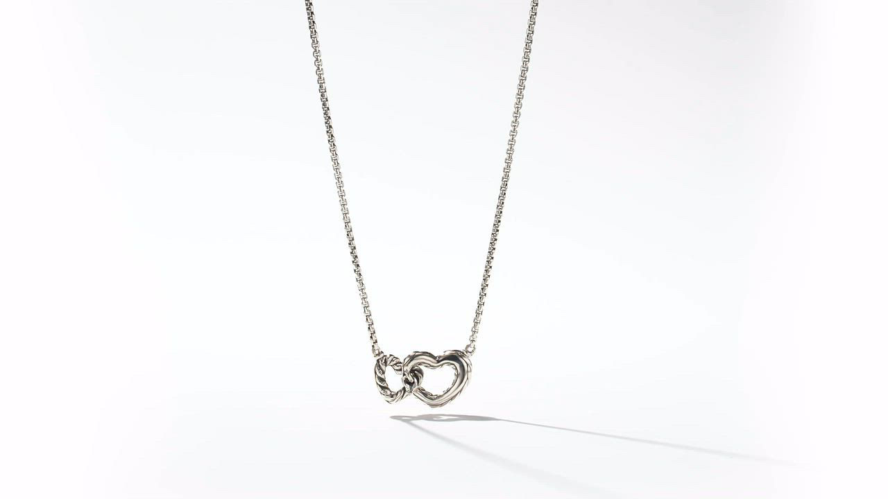 贈り物に＊DAVID YURMAN Interlocking Heart Pendant Necklace Cable Collectibles® Interlocking Heart Necklace in 18K