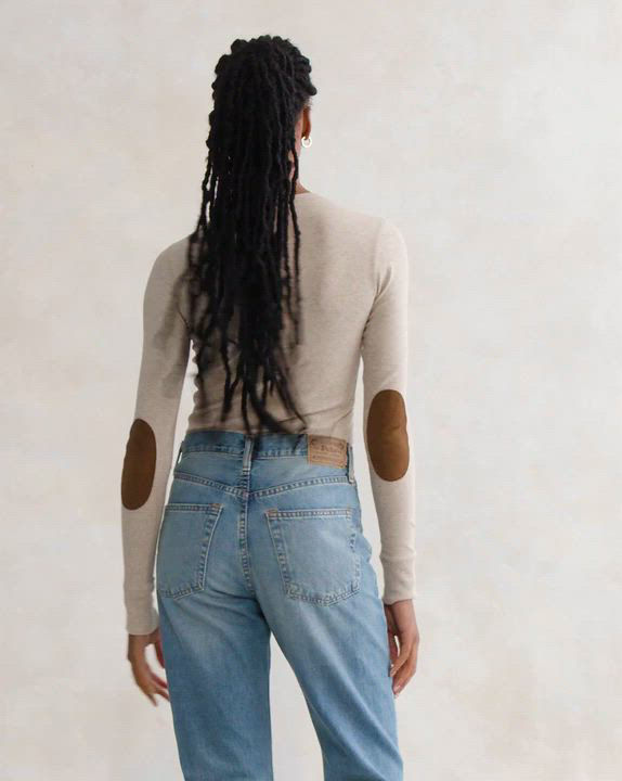 ★2025SS新作★RONRON★DOT ELBOW PATCH LONG SLEEVE DOT ELBOW PATCH LONG SLEEVE GREY - RONRON 론론