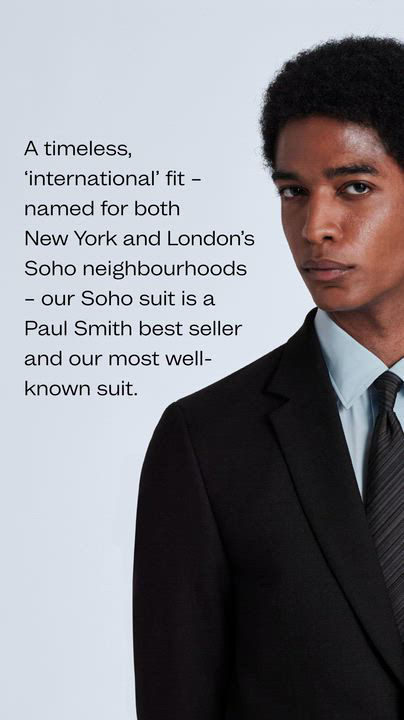 【新品】Paul Smith SOHO FIT ブラックスーツ The Soho - Men's Tailored-Fit Black Wool-Mohair Evening Suit
