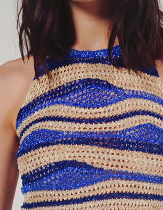 Sandro Octave Metallic Stripe Crochet Crop Top | Bloomingdale's Women