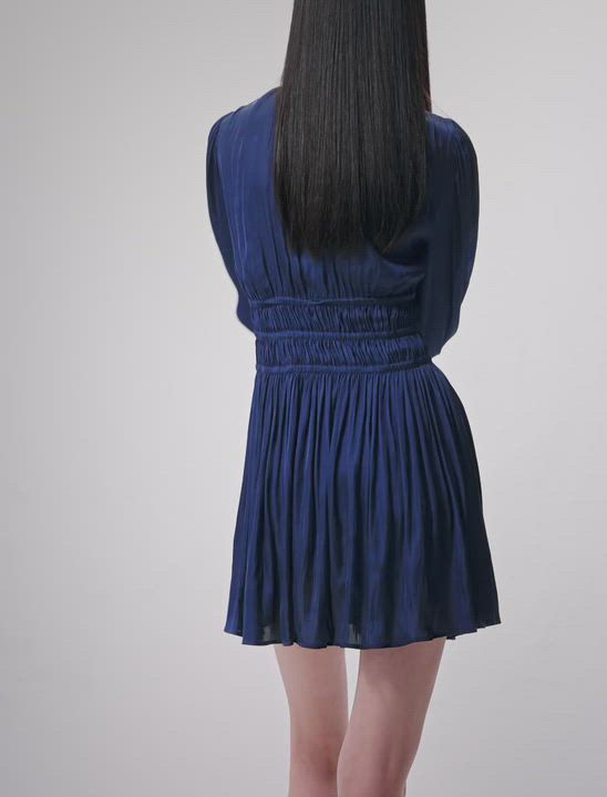 maje rianny embroidered satin dress Embroidered satin dress Blue For Women
