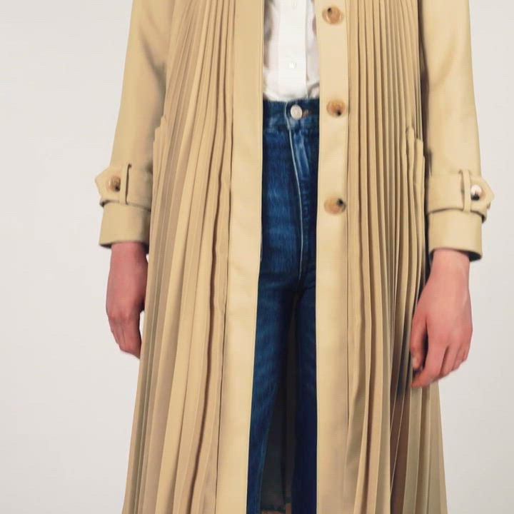 【海外限定】Sandroコート☆Vino belted satin-crepe coat Sandro Vino Pleated Trench Coat | Bloomingdale's