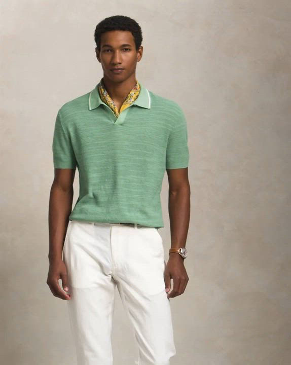 Polo Ralph Lauren Textured Cotton-Linen Polo Sweater