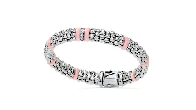 BRUNELLO CUCINELLI ブレスレット ピンク シルバー LAGOS Sterling Silver Pink Caviar Diamond & Pink Ceramic Bead Link