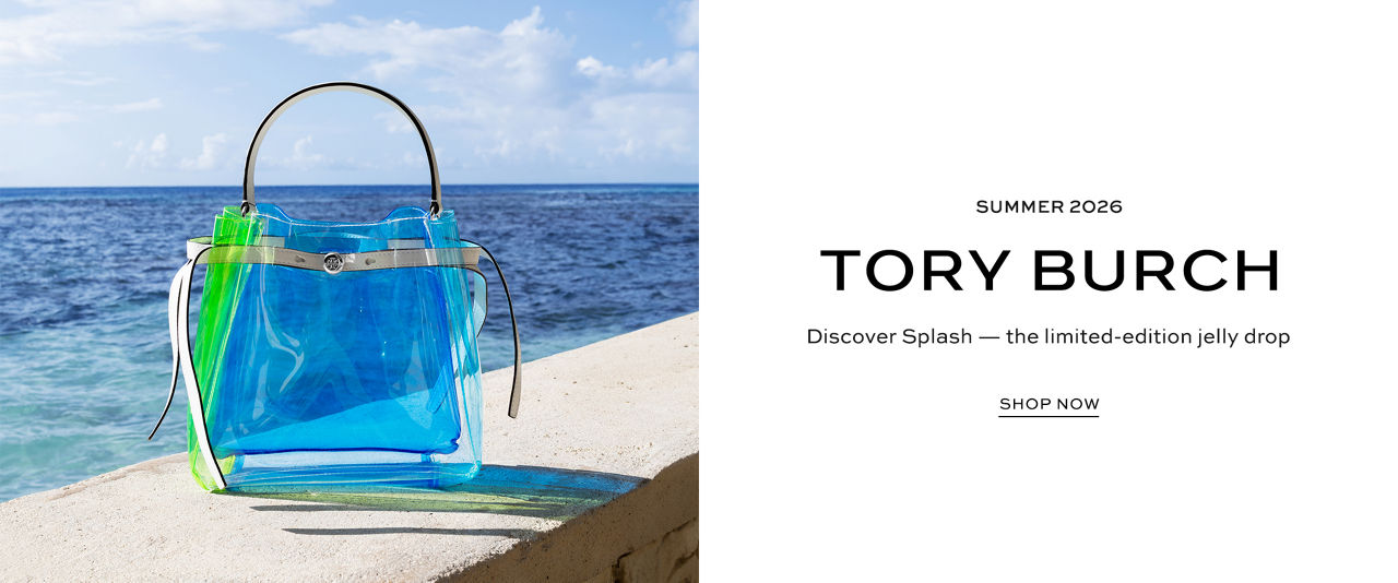 Summer 2026. Tory Burch. Discover Splash, the limited edition jelly drop.