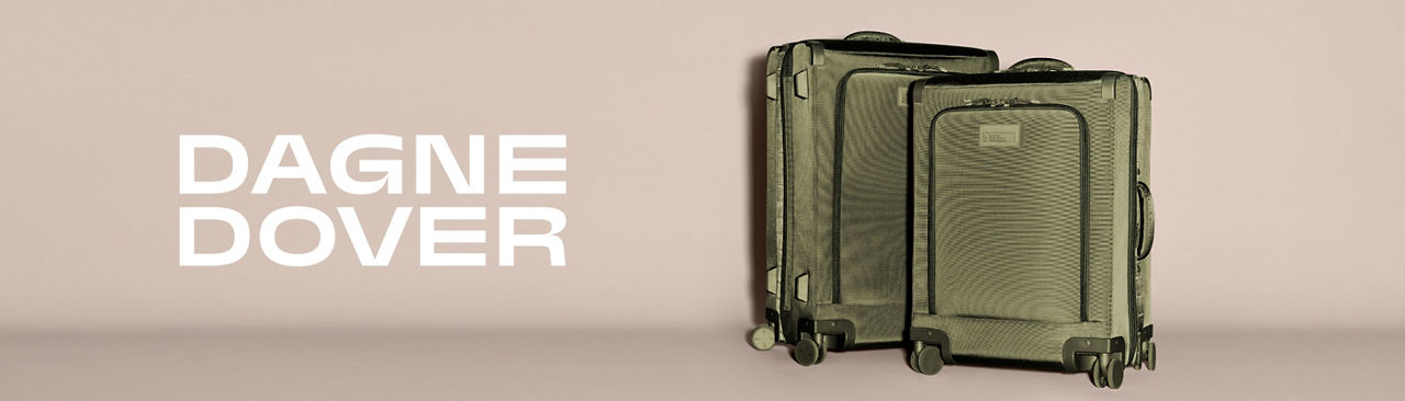 Dagne Dover. Two army green Dagne Dover suitcases.