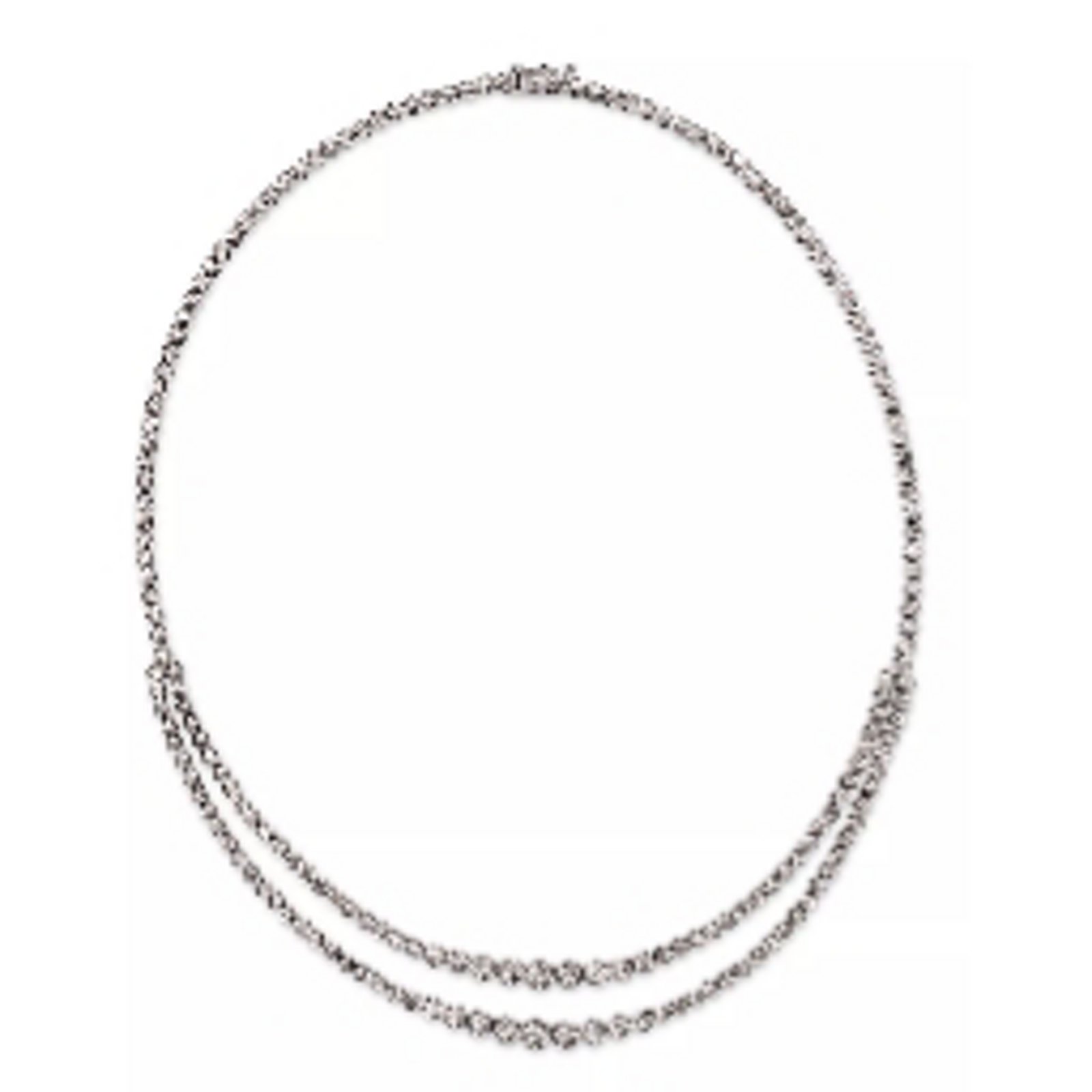 1 thumbnail photo of 2 tier tennis necklace with sparkling diamonds in white gold.