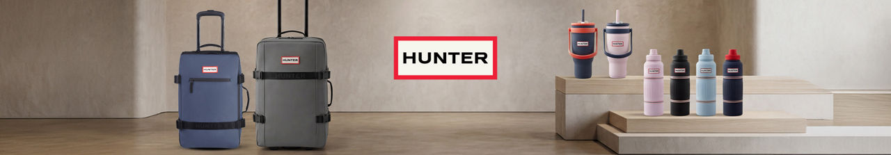 Hunter luggage and water bottles.