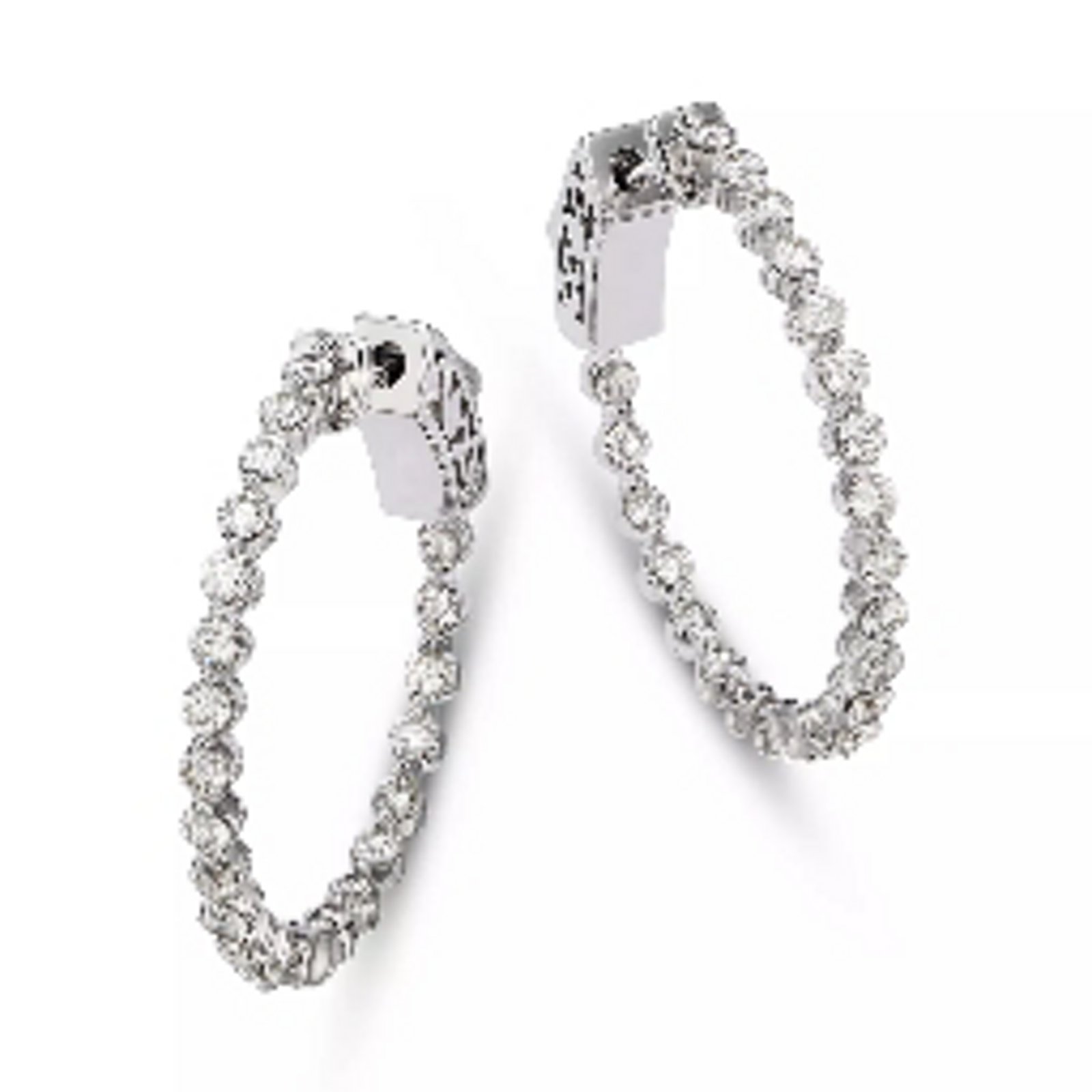 1 thumbnail photo of hoop earrings with sparkling diamonds in white gold.