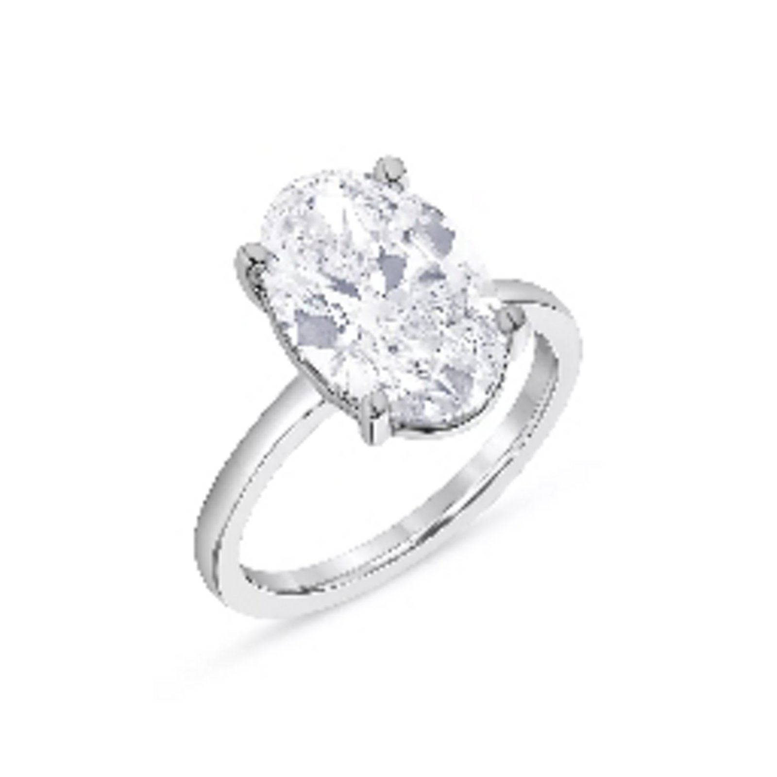 1 thumbnail photo of a solitaire engagement ring with sparkling diamonds in white gold.