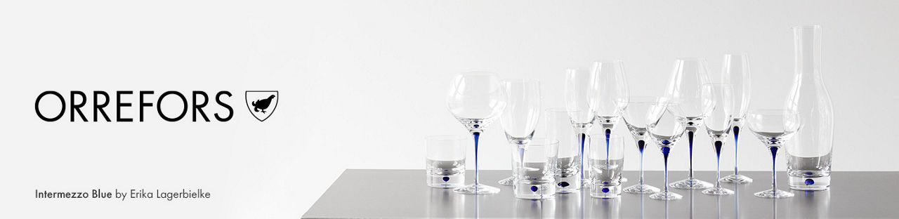 Orrefors. A collection of stemware and glassware, Intermezzo Blue by Erika Lagerbielke.